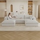 preview thumbnail 105 of 147, Modular Sectional Sofa Corduroy Upholstered Sleeper Sofa Convertible Cloud Accent Couch Deep Seat Chaise Lounge, DIY Combination 3 Seat with 2 Otto - White