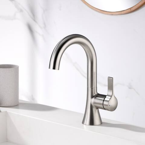 Luxier BSH11-S Single Handle Single Hole Bathroom Faucet with Drain