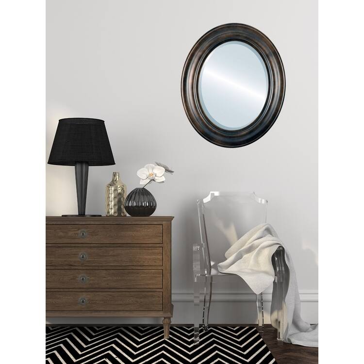 Lancaster Framed Oval Mirror in Rubbed Bronze - Antique Bronze