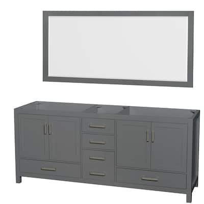 Wyndham Collection Sheffield 80" Hardwood Vanity Cabinet and Mirror -