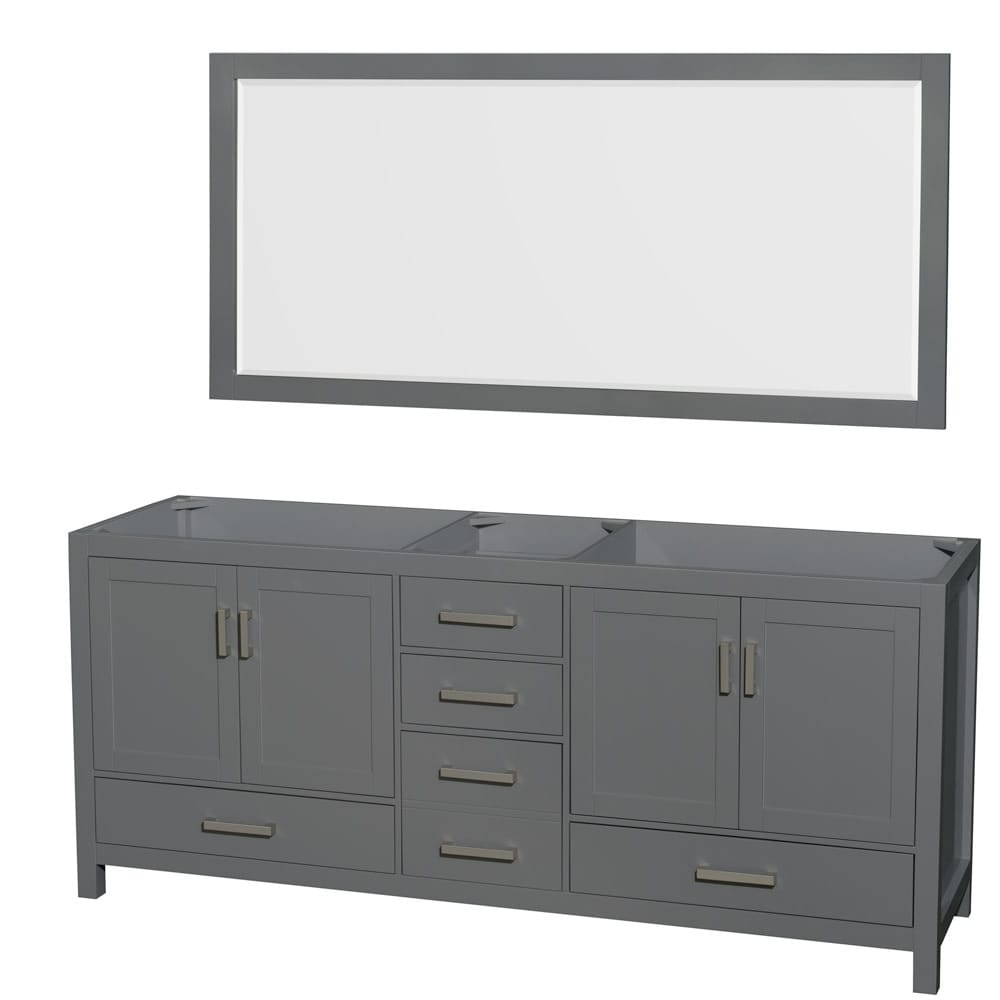 Wyndham Collection Sheffield 80" Hardwood Vanity Cabinet and Mirror -