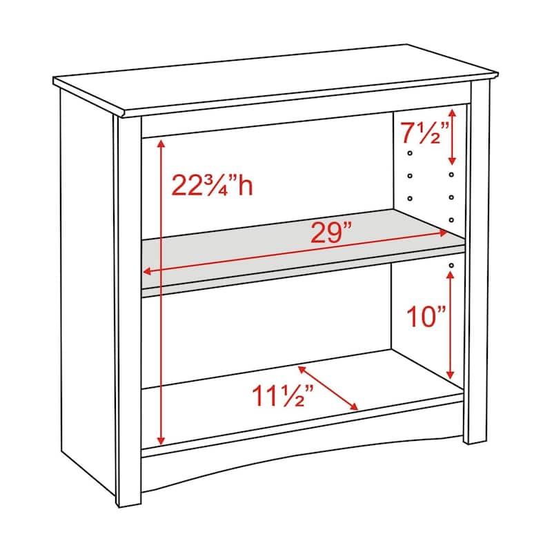 2-shelf Bookcase - 31.5" W x 29" H x 13" D