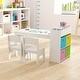 preview thumbnail 13 of 28, Costway Kids Art Table & Chairs Set with Paper Roll Wooden Craft Study - See Details