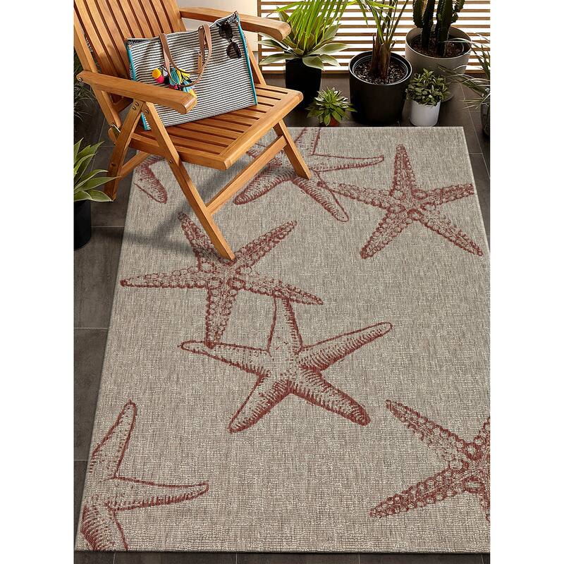 Sevita Callie Nautical Starfish Performance Indoor/Outdoor Area Rug