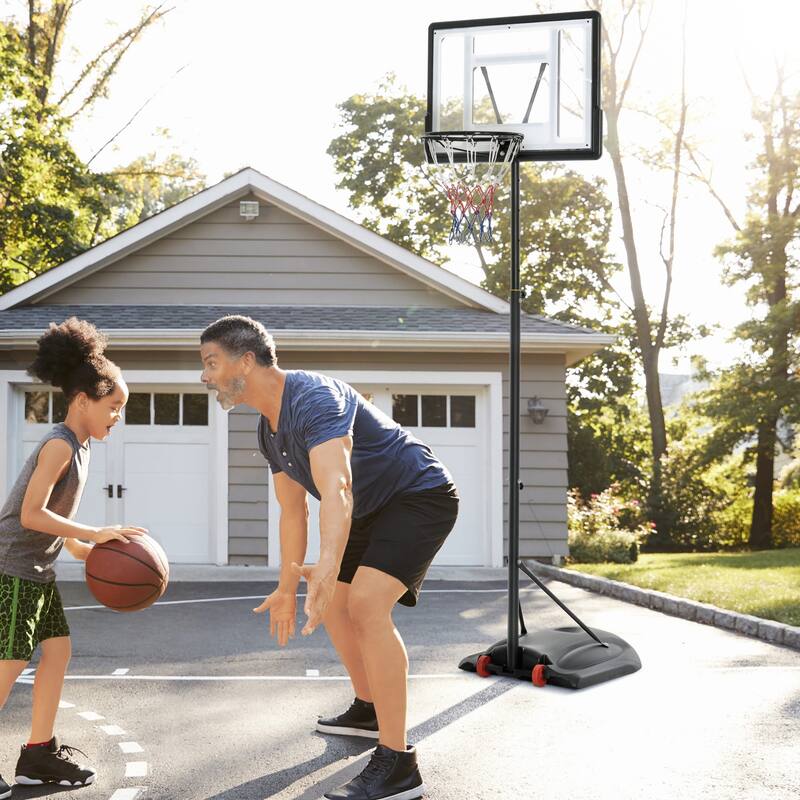 Basketball Hoop Outdoor, Portable Basketball Goal, 5.5FT-7.5FT Height Adjustable with 33'' Backboard and Wheels