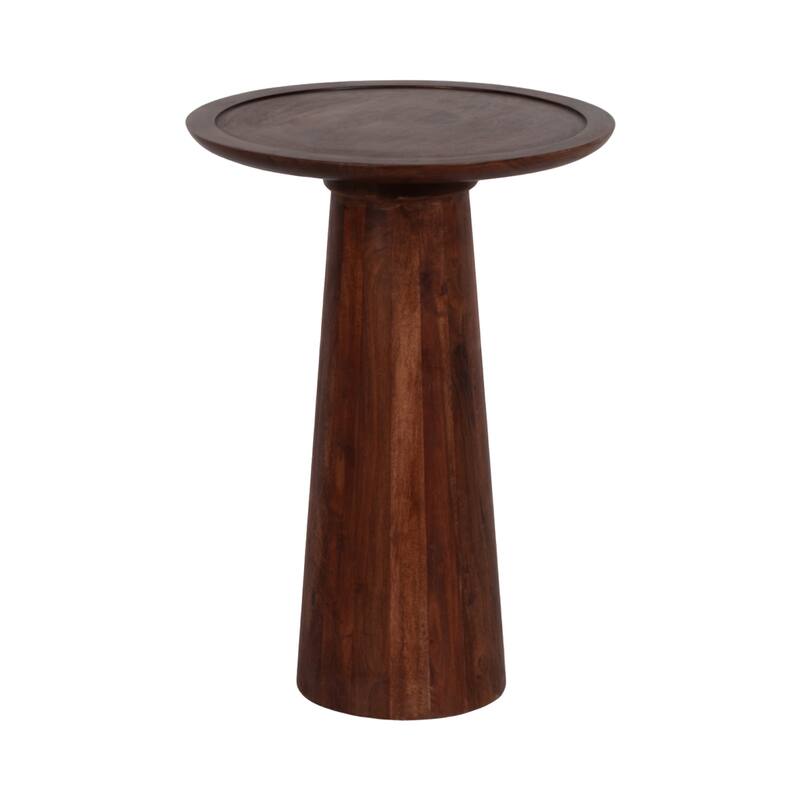 Sagebrook Home 23"H Acacia Wood Pillar Shaped Pedestal Abstract Side Table in Light Brown Finish - 16" x 16" x 23"