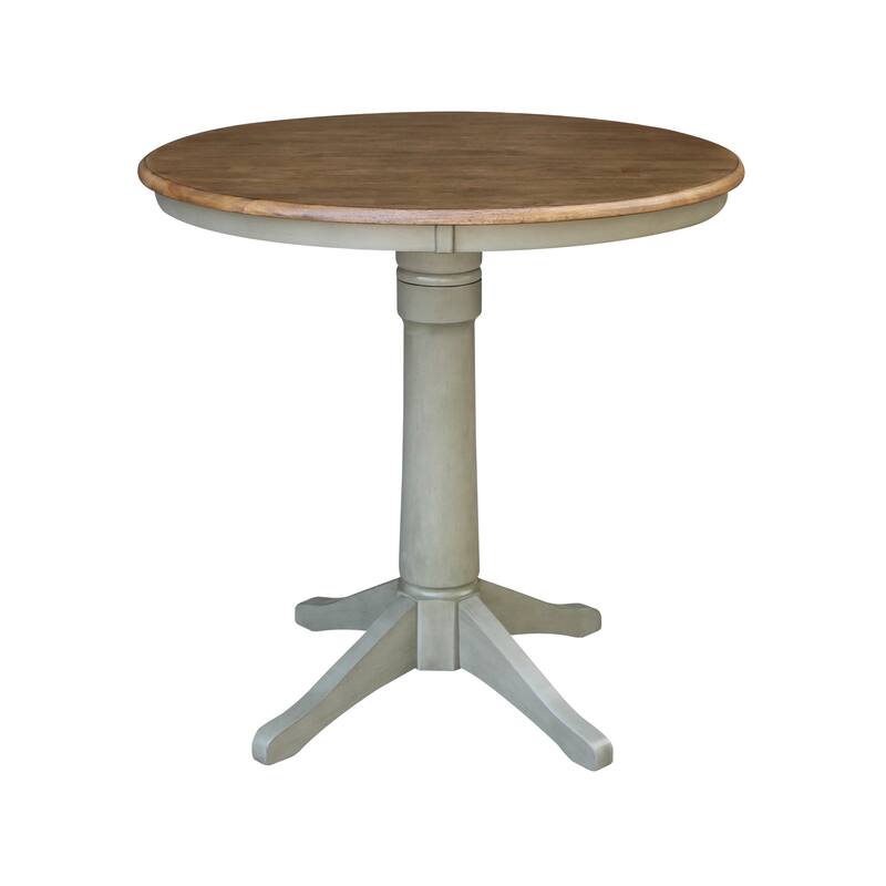 36" Round Top Pedestal Table - Hickory/Stone - Counter Height - Distressed Hickory/Stone