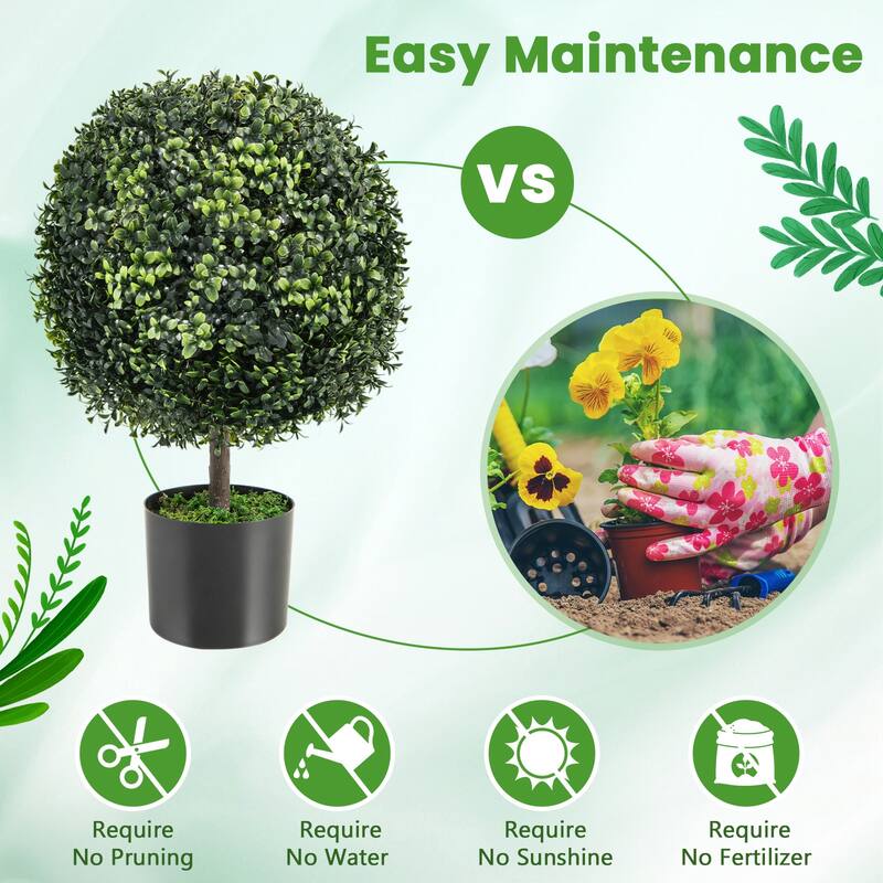 Costway 2PC 22'' Artificial Boxwood Topiary Ball Tree Office Garden - See Details