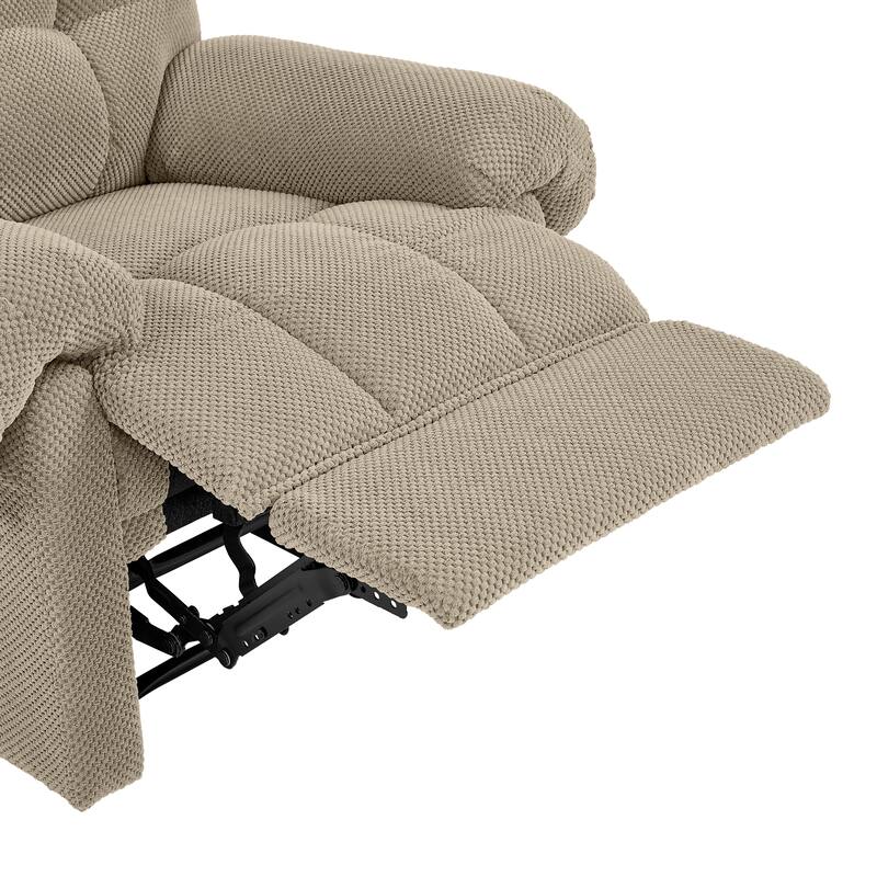 Recliner Chair, Overstuffed Armchair, Manual Recliner, Padded Footrest, Ergonomic Lounge Chair, Soft Fabric Recliner