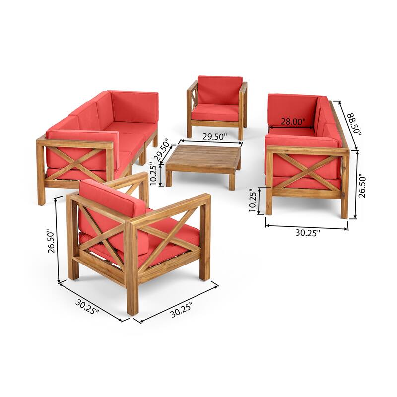 Brava Outdoor 8-seat Acacia Sofa and Club Chair Set by Christopher Knight Home