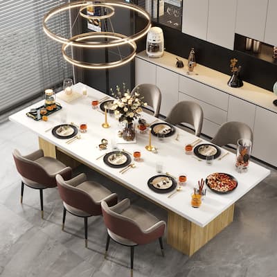Large 118" Wood Dining Table,Meeting Table for Dining,Office Room - 126"L