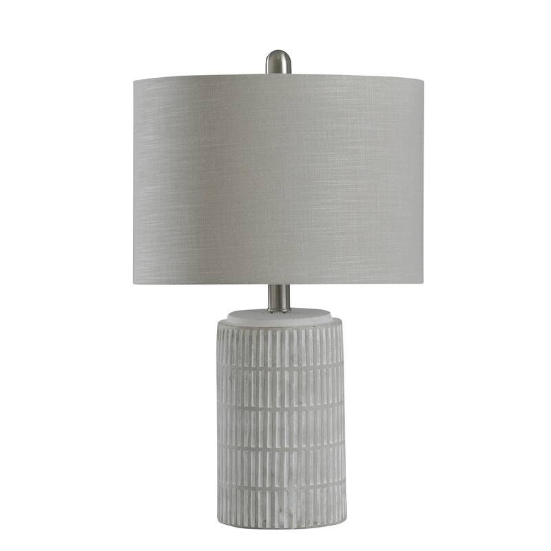StyleCraft Joni Ceramic Table Lamp - Distressed Gray/White Finish - Heathered Light Gray Drum Shade - Distressed Gray,White