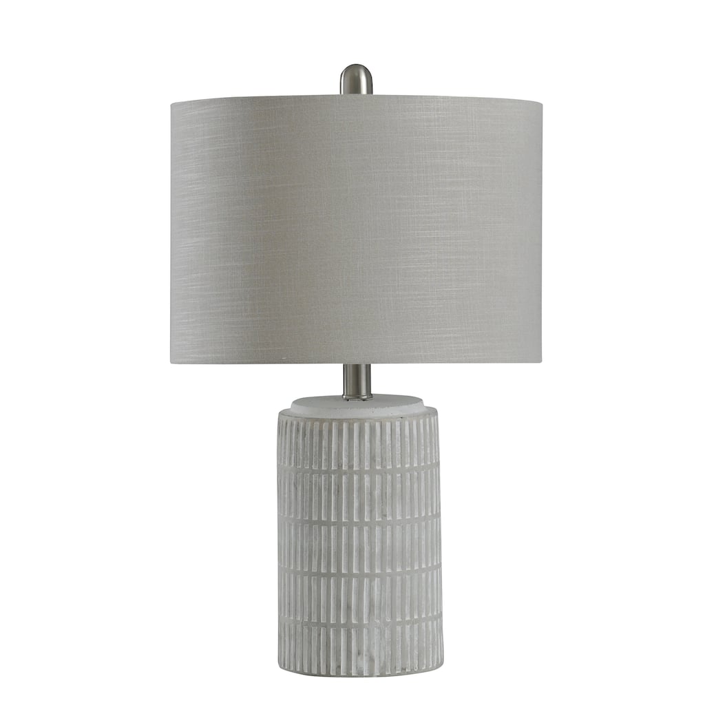 StyleCraft Joni Ceramic Table Lamp - Distressed Gray/White Finish - Heathered Light Gray Drum Shade