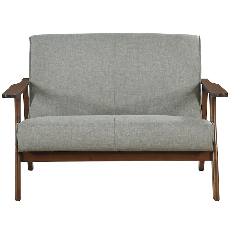 CraftPorch Wenge Wood Mid-Century Modern Linen Loveseat