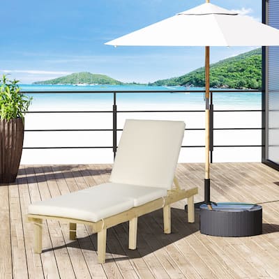 Outdoor Chaise Lounge Chair, Patio Reclining Chair with 4-Position Adjustable Backrest and Cushion