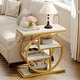 preview thumbnail 15 of 60, Small 3-tier Living Room End Tables And Side Tables with Metal Frame 1 PC - White and Gold