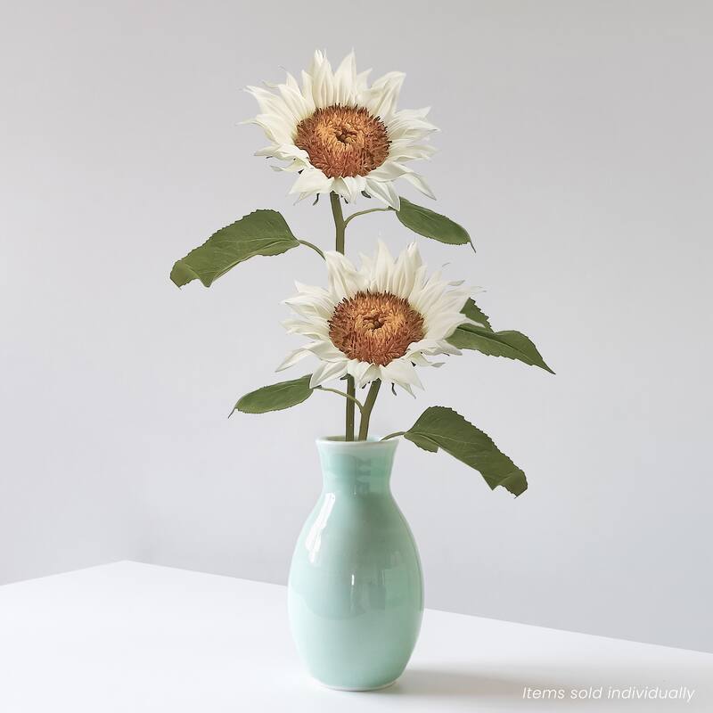 Sunflower Artificial Floral Spray - 25" - White