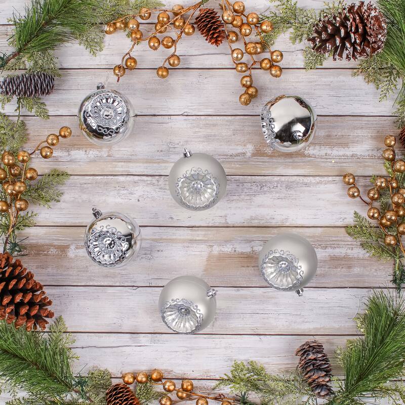 National Tree Company 6-Piece Shatterproof Glittering Silver Ornaments - 3 in