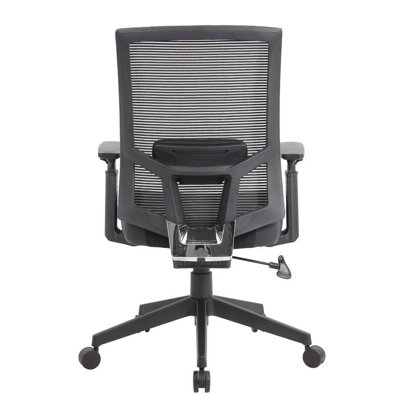 Swivel Task Chair, Black Mesh, Gray Antimicrobial Vinyl, Foam
