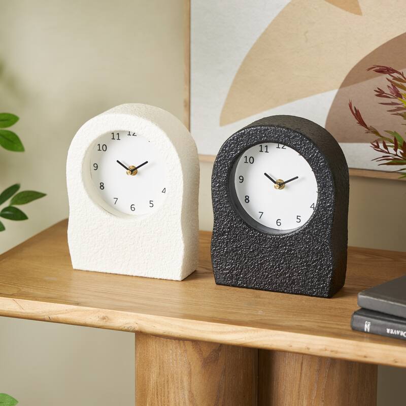 Metal Textured Clock with Gold Accents - Set of 2 Multi Colored - Roche River Decor