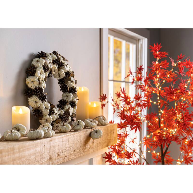 Paper Rope Pumpkin Garland, White