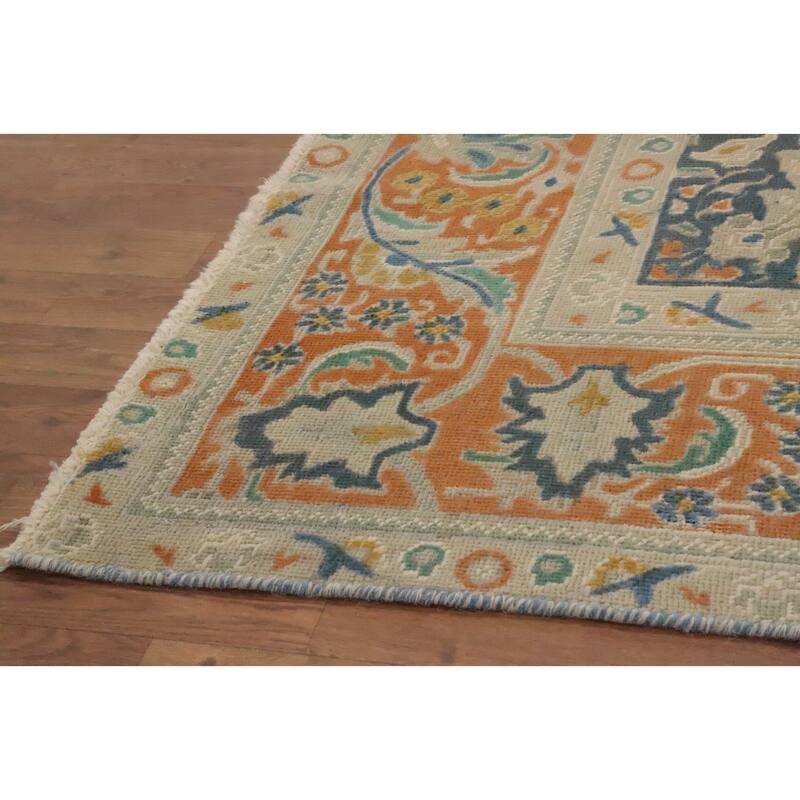 Hand Knotted Oriental 100% Wool Carpet Traditional Medallion Oranges & Rust Tabriz Area Rug - 10' 11'' X 7' 10''