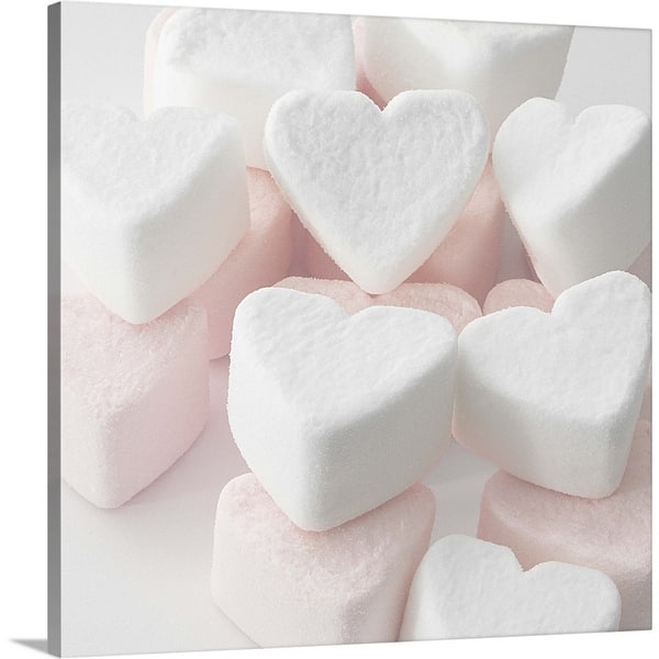 Selection of pink and white heart shaped marshmallows. Canvas Wall Art -  Multi - On Sale - Bed Bath & Beyond - 16443264