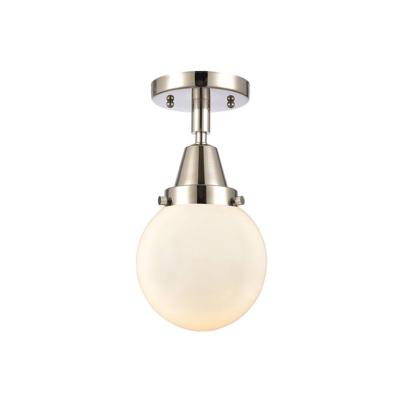 Innovations Lighting 447-1C-11-6 Beacon Flush Mount Beacon 6" Wide - Polished Nickel / Matte White