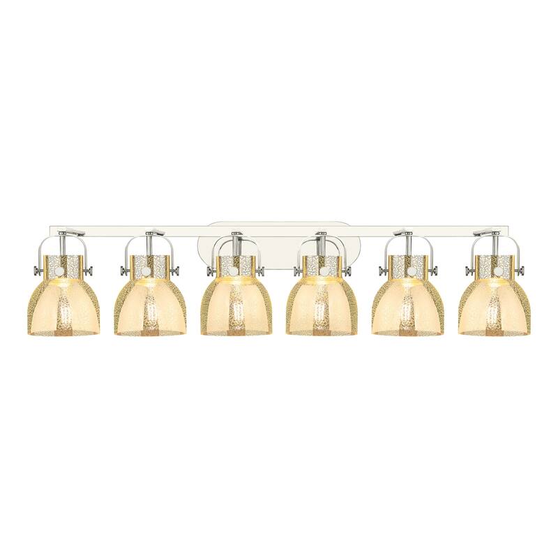 Innovations Lighting 423-6W-10-46 Pilaster II Bell Vanity Pilaster II - Polished Nickel / Mercury