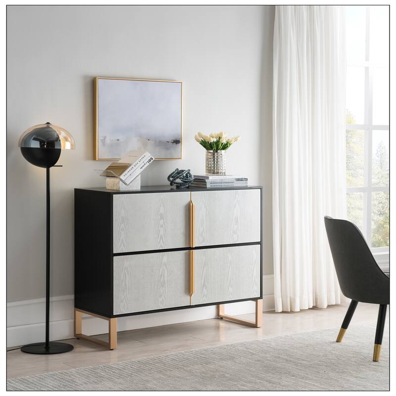 42" Buffet Cabinet with Metal Base Handles