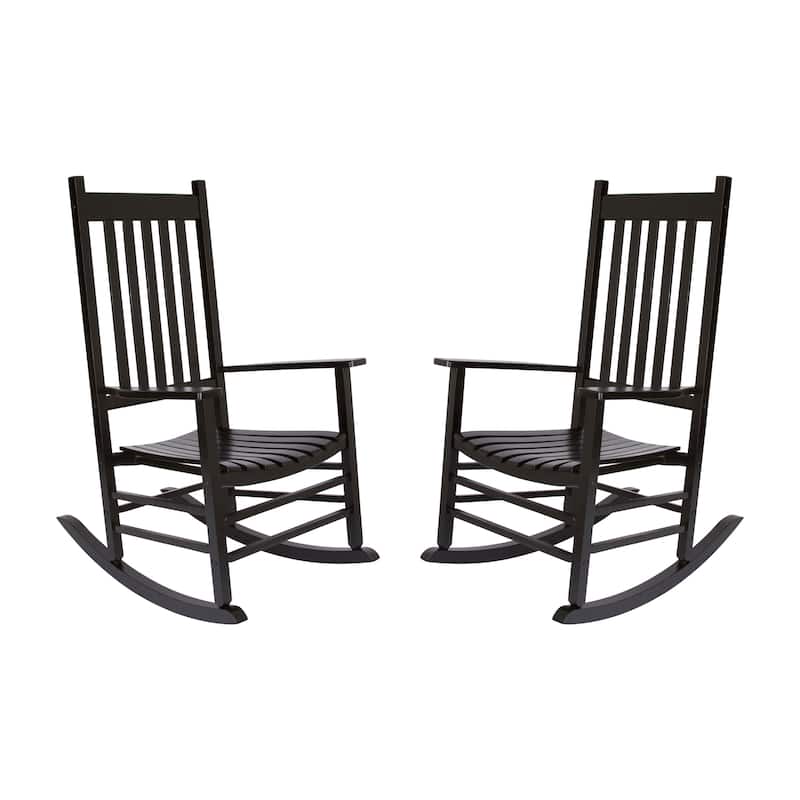 Heritage Solid Wood Outdoor Patio Rocking Chair Rocker (Set of 2)