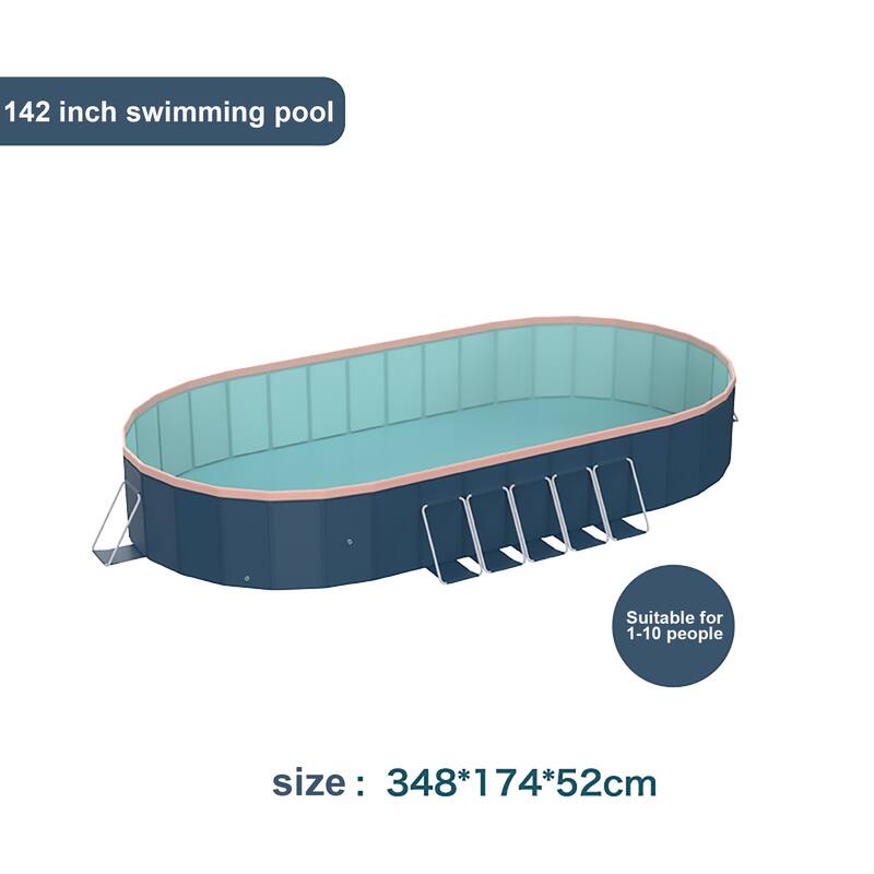 3.65m Oval Free Inflatable Garden Pvc Swimming Pool Dark Blue