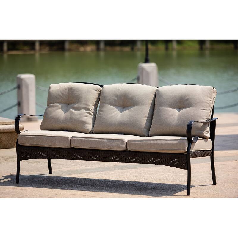 Outdoor Iron 3 Seater Sofa with Cushions for Patio