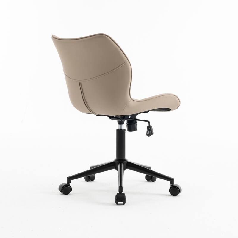 Faux Leather Office Chair with Wheels, Upholstered Task Chair