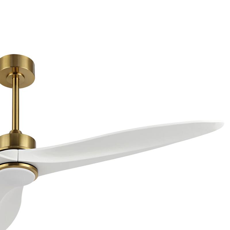 WINGBO 60 Inch DC Ceiling Fan with Lights and Remote Control, 3 Reversible Carved Wood Blades, 6-Speed Noiseless DC Motor