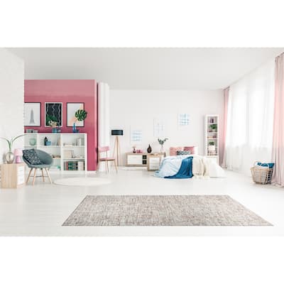 Beige Brown Modern Contemporary Tufted Loop Area Rug - Sleek Design and Luxurious Comfort - 5' x 8'