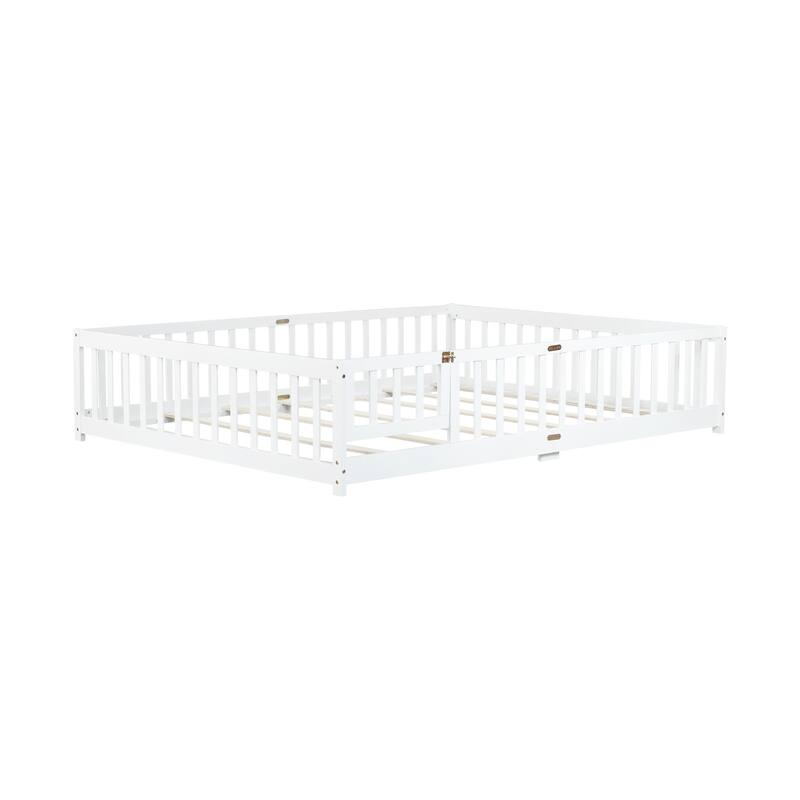 Queen Size Floor Bed with Door and Safety Guardrails