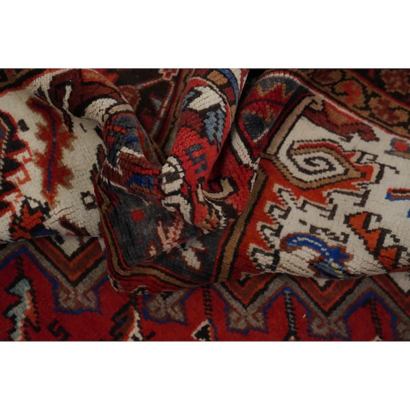 Hand Knotted Oriental 100% Wool Carpet Traditional Floral Red Heriz Area Rug - 11' 2'' X 8' 3''