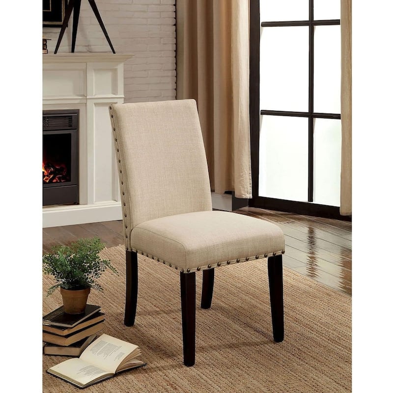 Beige Finish Padded Side Chairs Set Classic