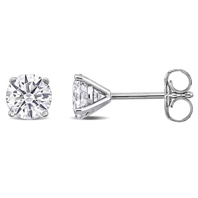 1ct TDW Lab-Grown Diamond Martini Style Solitaire Stud Earrings in 14k White Gold
