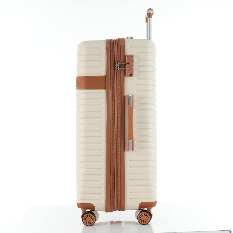 16/20/24/28 4-Piece Modern Expandable Luggage Sets with 4 Storage Bags, Swivel Wheels and TSA Lock for Boarding Travel, Cream