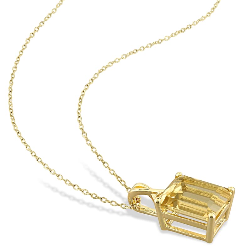 Miadora Yellow Plated Sterling Silver Citrine & White Topaz Solitaire Necklace - 20.2 mm x 18 inch x 10.3 mm