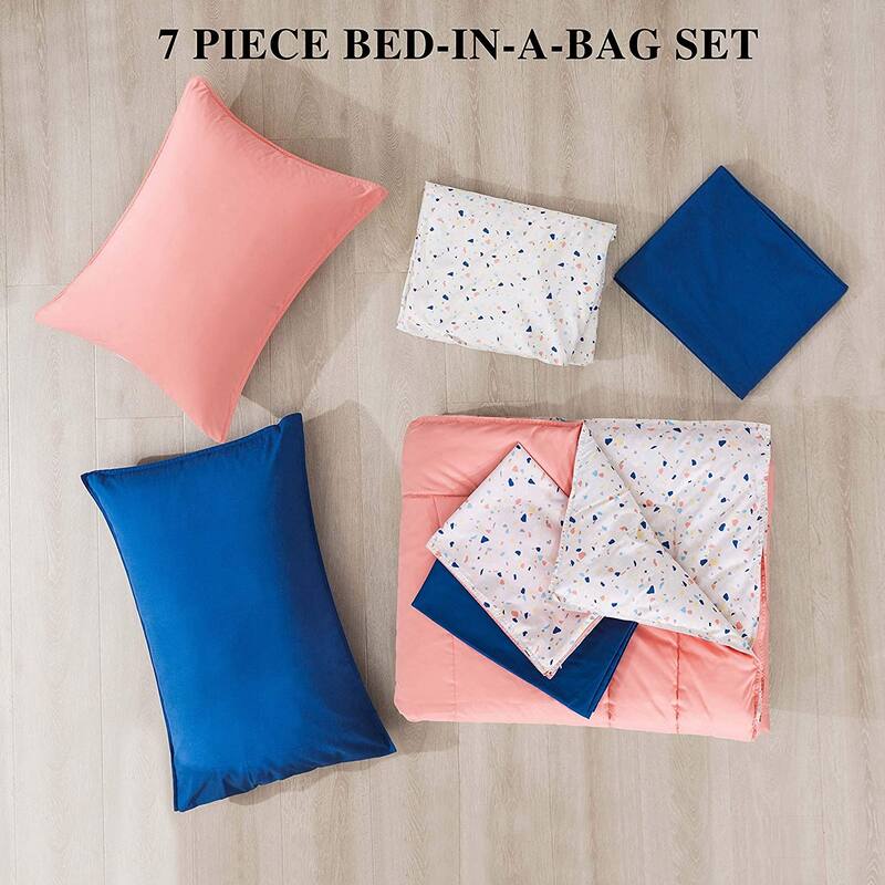 KASENTEX 5 or 7 Piece Bed in A Bag Microfiber Down Alternative Comforter Bedding Set with Sheets and Pillow Cases All Season