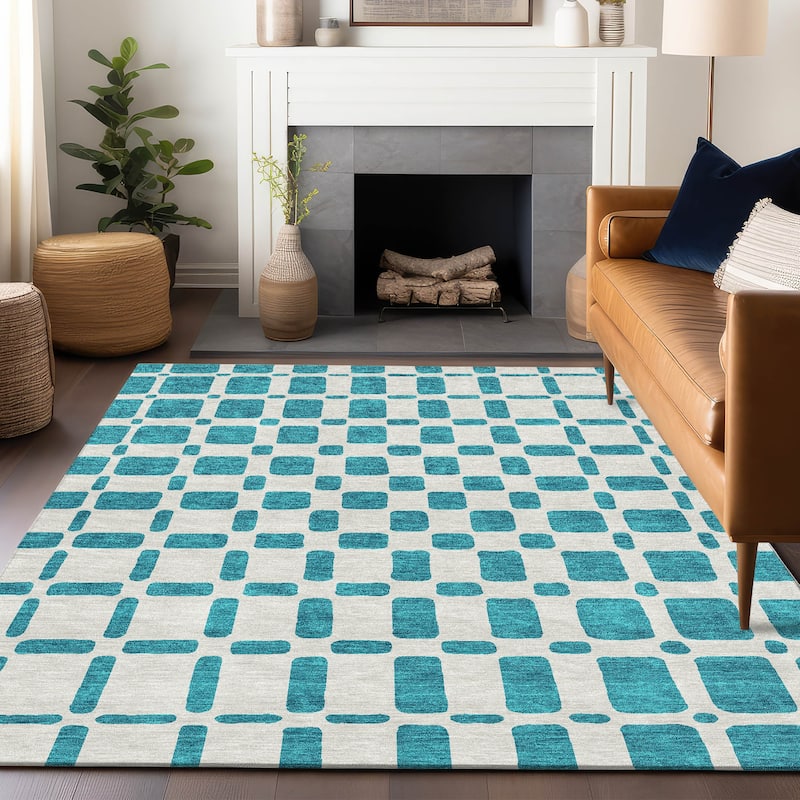 Machine Washable Indoor/ Outdoor Chantille Geo Contemporary Rug