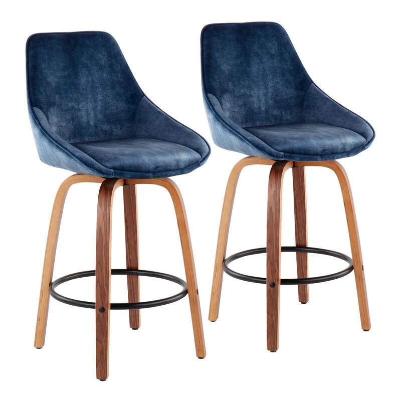 Carson Carrington Alba Velvet Counter Stool with Black Round Footrest (Set of 2)