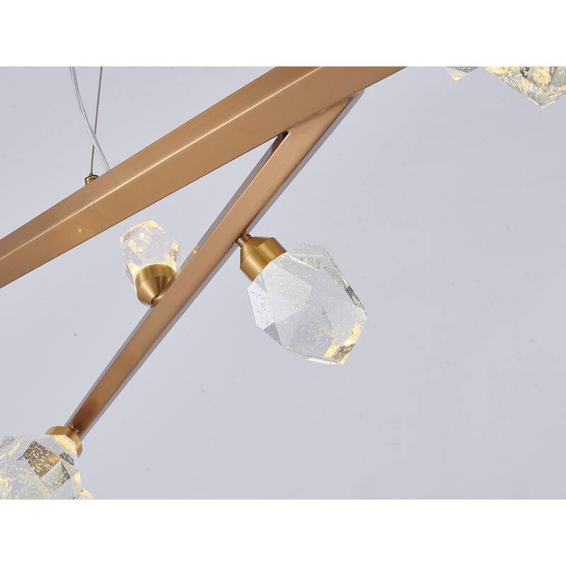Modern Crystal Chandelier - Long Hanging Light Fixture for Dining Room, Living Room - 13.4