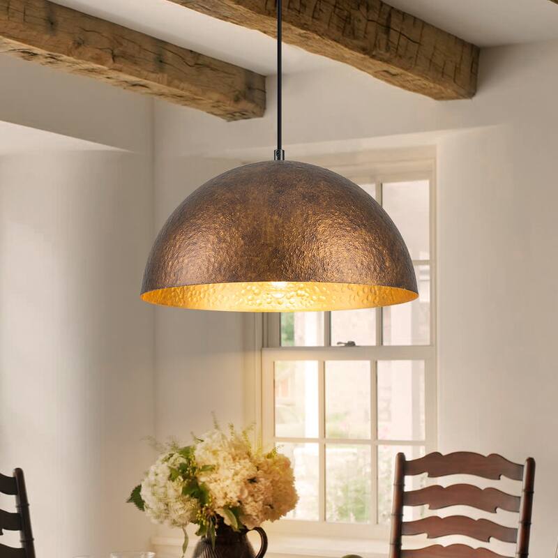 Industiral Hammered Antique Copper Dome Pendant Light