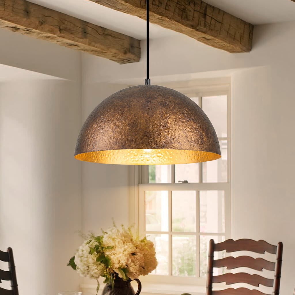 Industiral Hammered Antique Copper Dome Pendant Light