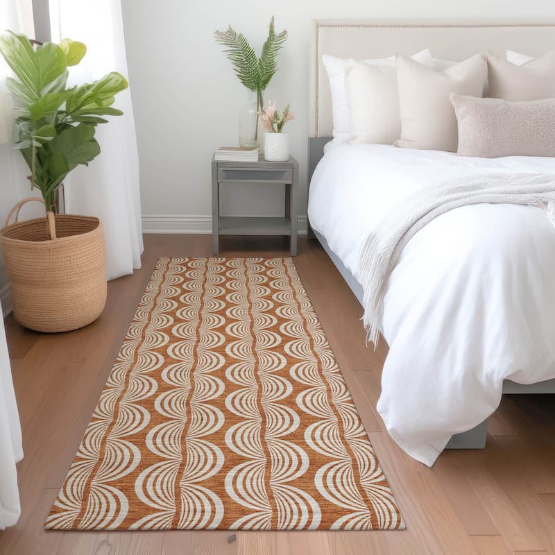 Machine Washable Indoor/ Outdoor Contemporary Chantille Rug - Paprika - 2'3" x 7'6"
