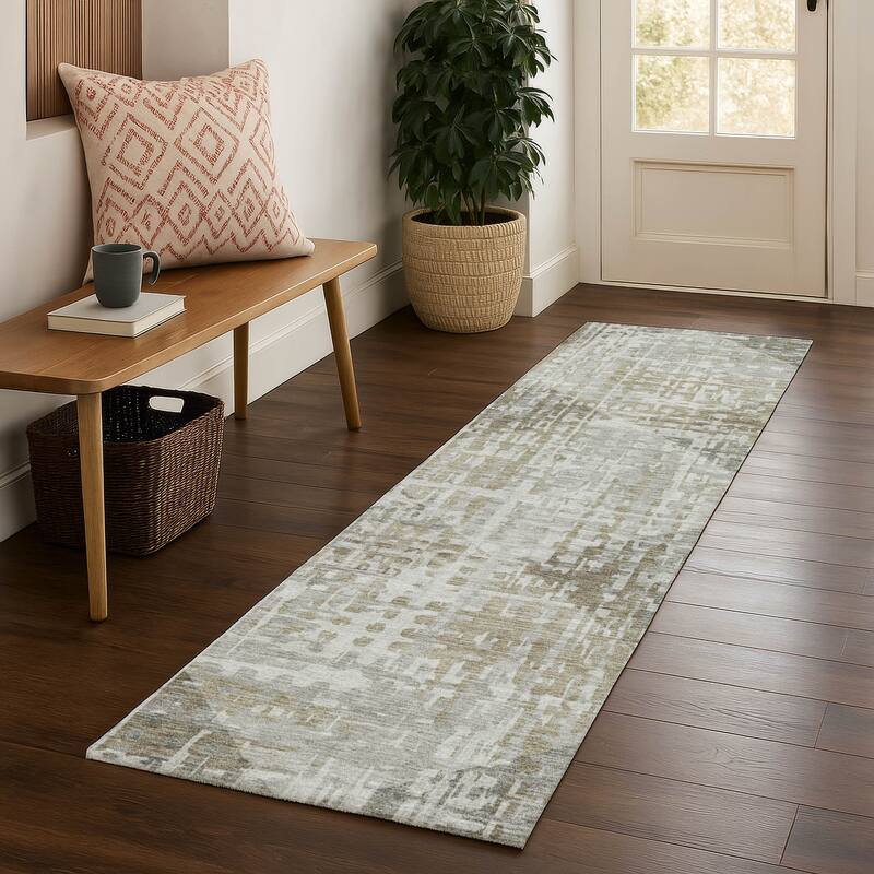 Premium Washable Super Soft Modern Diamonds Mayfield Rug - Pewter - 2'3" x 7'6"